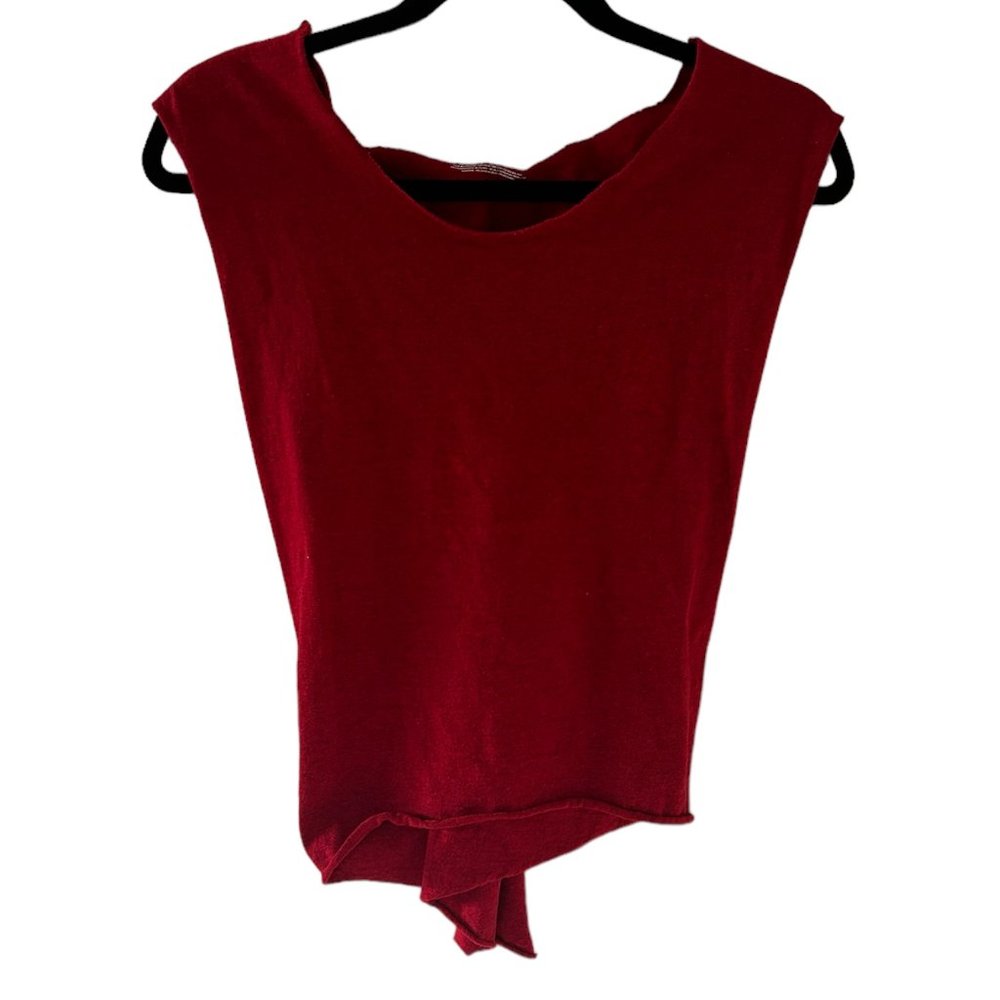 Fashion Nova Women's Dark Red tie back knit tank top. Size Small.   141
